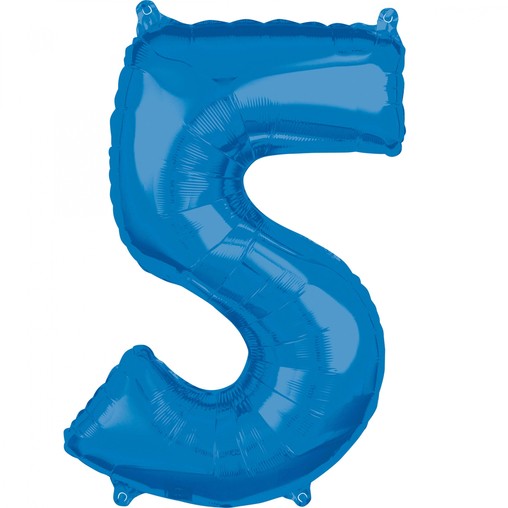 5. narozeniny balónek fóliový číslo 5 modrý 66 cm