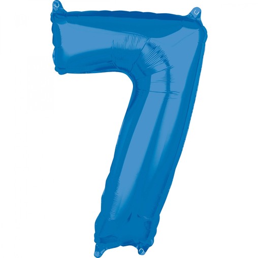 7. narozeniny balónek fóliový číslo 7 modrý 66 cm