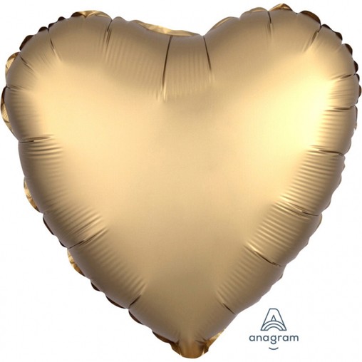 Balónek srdce foliové satén zlaté 