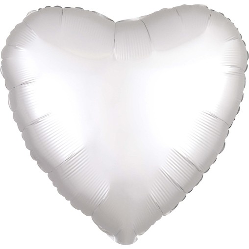 Balónek srdce foliové satén bílé