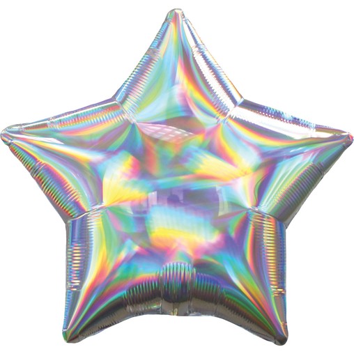 Balónek hvězda holografická stříbrná