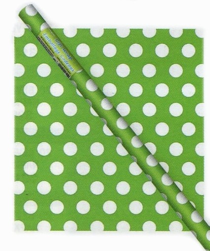 Balící papír zeleno  - bílé tečky 