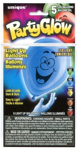 Balónky svítící s potiskem 5ks LED mix barev 