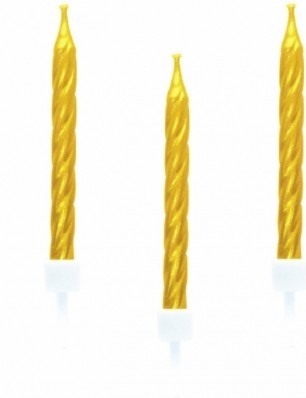 Dortové svíčky zlaté 10 ks s držáky 