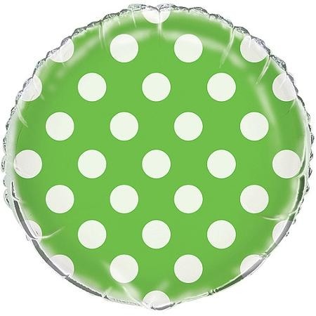 Fóliový balónek zeleno - bílé tečky 45cm