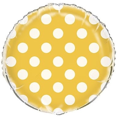 Fóliový balónek žluto - bílé tečky 45cm