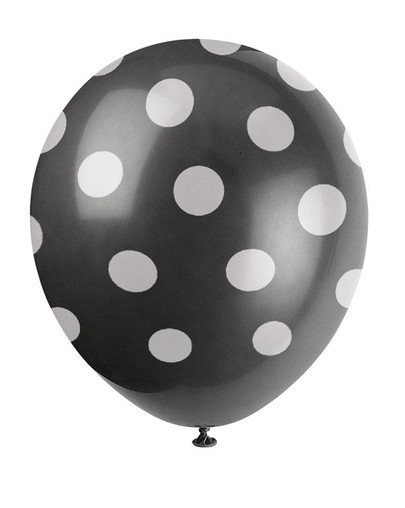 Balónky černé s puntíky 6 ks