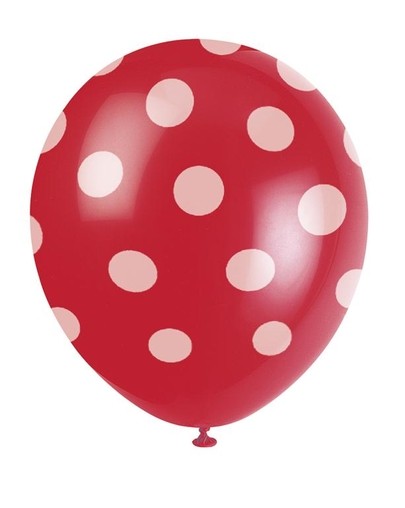 Balónky červené s puntíky 6ks