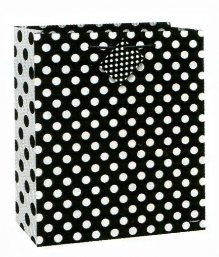 Taška na dárek černo - bílé tečky 18,5cm x 22,5cm