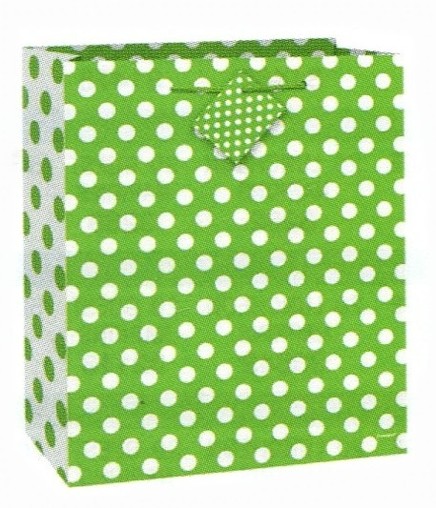 Taška na dárek zeleno - bílé tečky 