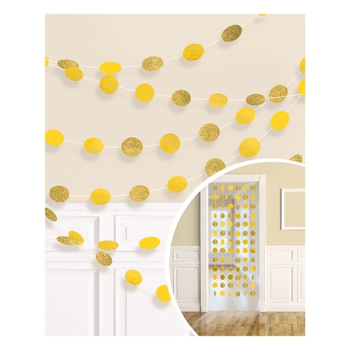 Závěsná dekorace žlutá s glitry 6 ks, 213 cm 