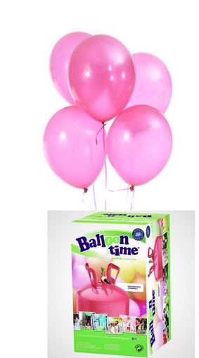 Helium Balloon time + balónky růžové 30ks