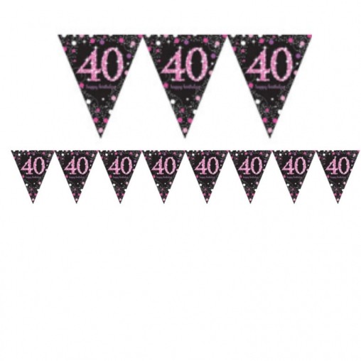 Vlajka 40. narozeniny pink 4 m