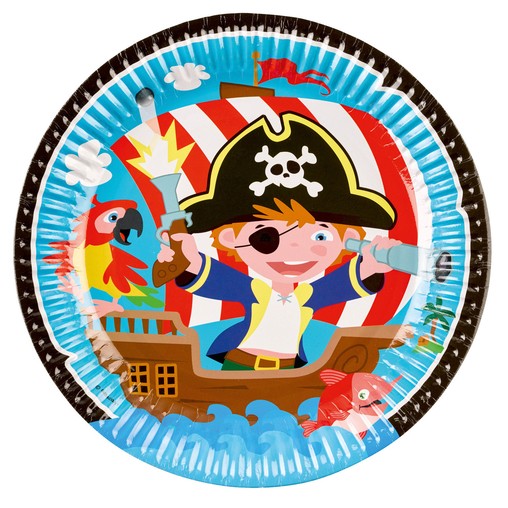 Pirát talíře 8 ks 23 cm papírové