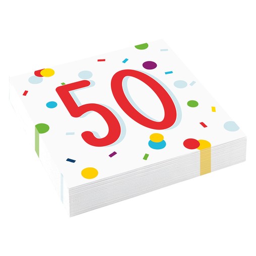 50. narozeniny ubrousky s puntíky 20 ks 33 cm x 33 cm, 3-vrstvé