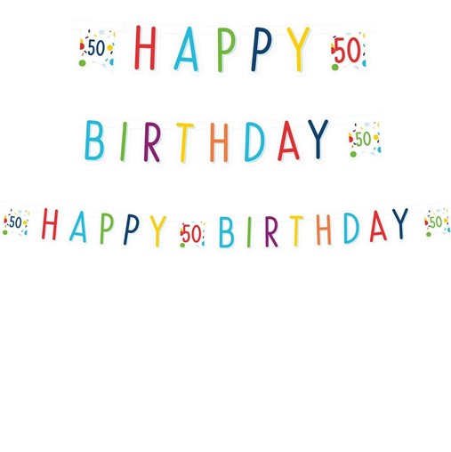 50.  narozeniny nápis s puntíky 180 cm x 14 cm