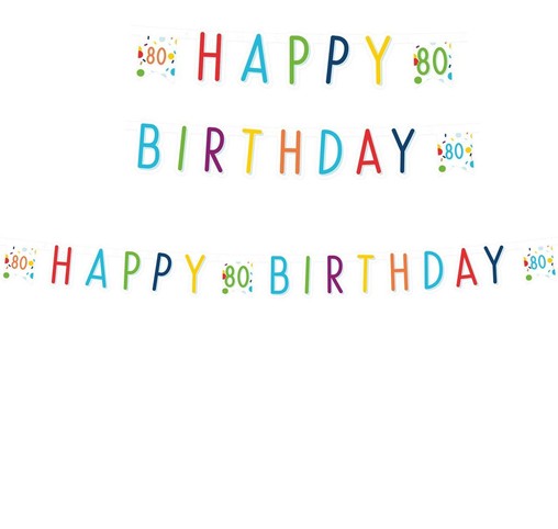 Girlanda Happy Birthday 80. narozeniny 180 cm x 14 cm