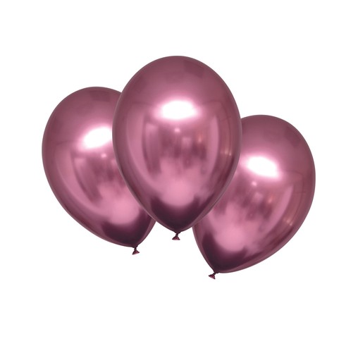 Balónky chromové růžové 6 ks 27,5 cm