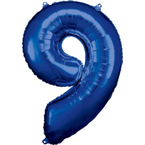 Balónky fóliové narozeniny číslo 9 modré 86cm