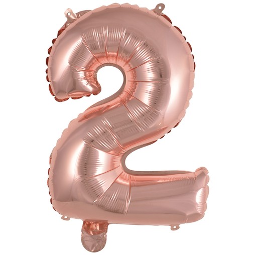 Balónek foliový narozeniny číslo 2 růžovo-zlaté 35 cm