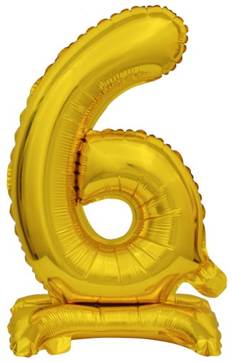 Balónek foliový narozeniny číslo 6 zlatý 38 cm 