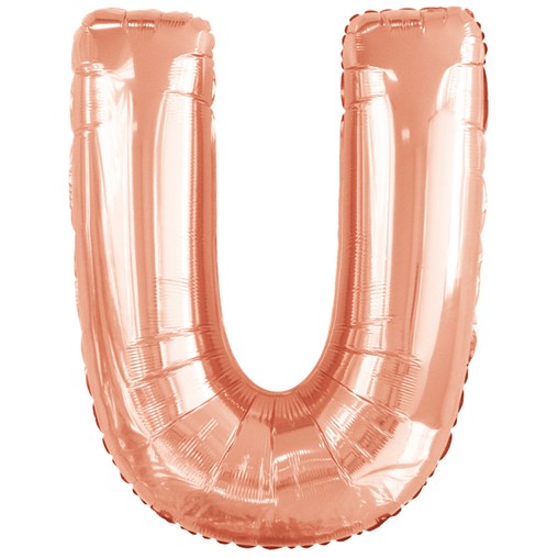 Písmeno U růžovo-zlaté foliový balónek 86 cm