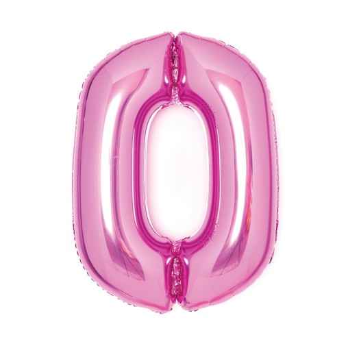 Balónek fóliový číslo 0 růžový 66 cm
