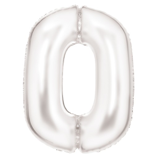 Balónek fóliový narozeniny číslo 0 bílé 86 cm
