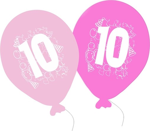 Narozeninové balónky pro holčičí párty. Narozeninové balónky pro oslavu 10 narozenin.