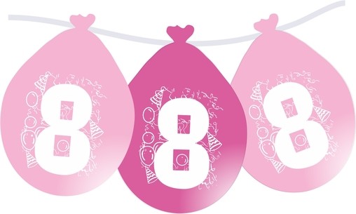 Narozeninové růžové balónky s číslem 8