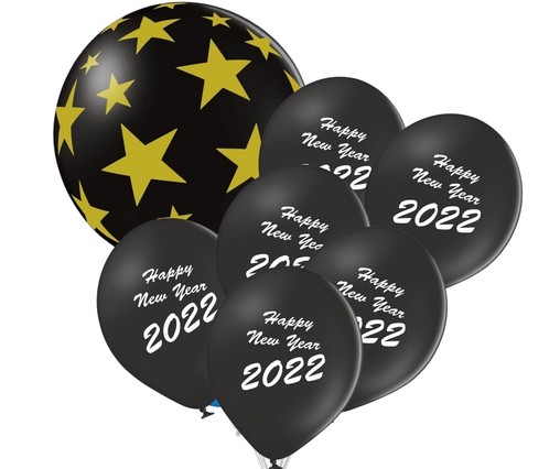 Happy New Year 2022 sada balónků černá