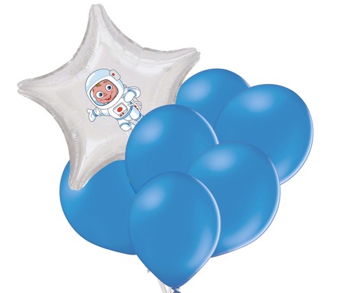 Set kosmonaut + 6 modrých balónků