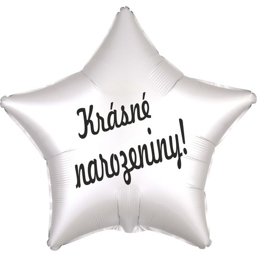Balónek fóliový bílá hvězda Krásné narozeniny! 