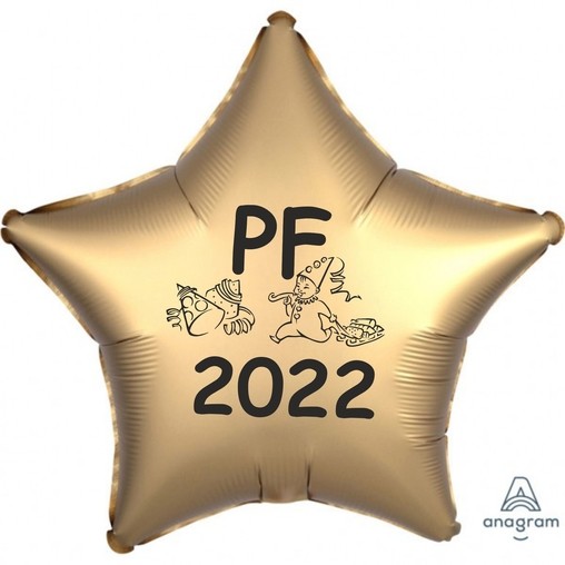 Silvestrovská dekorace - balónek fóliový PF 2022 zlatá hvězda