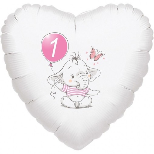 1.narozeniny růžový slon srdce foliový balónek