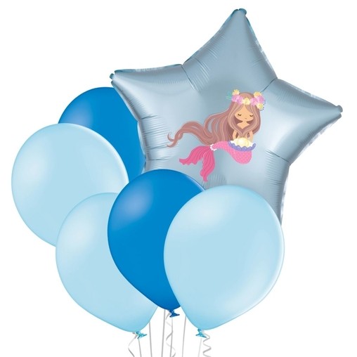 Set mořská panna modré balónky