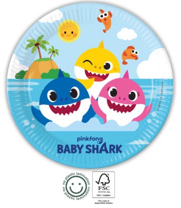 Baby Shark talíře 8 ks 23 cm