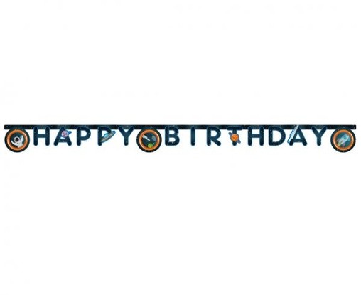 Girlanda Happy Birthday Vesmír narozeniny nápis 2 m
