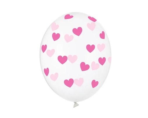 Balónek tmavě růžové srdíčka 6 ks 30 cm